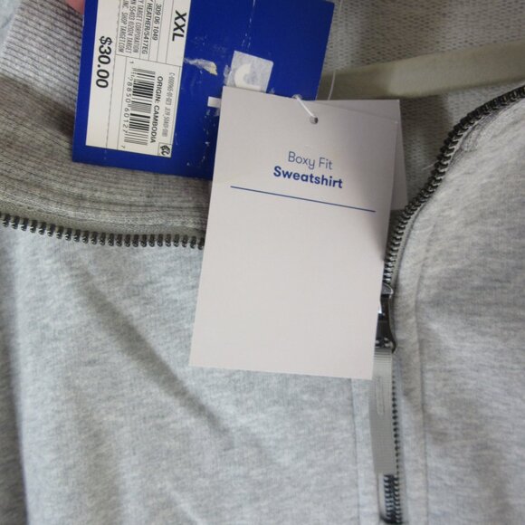 Joy Lab Heather Gray Sweatshirt 3/4 Zip Cropped French Terry Size XXL NWT - Picture 6 of 11